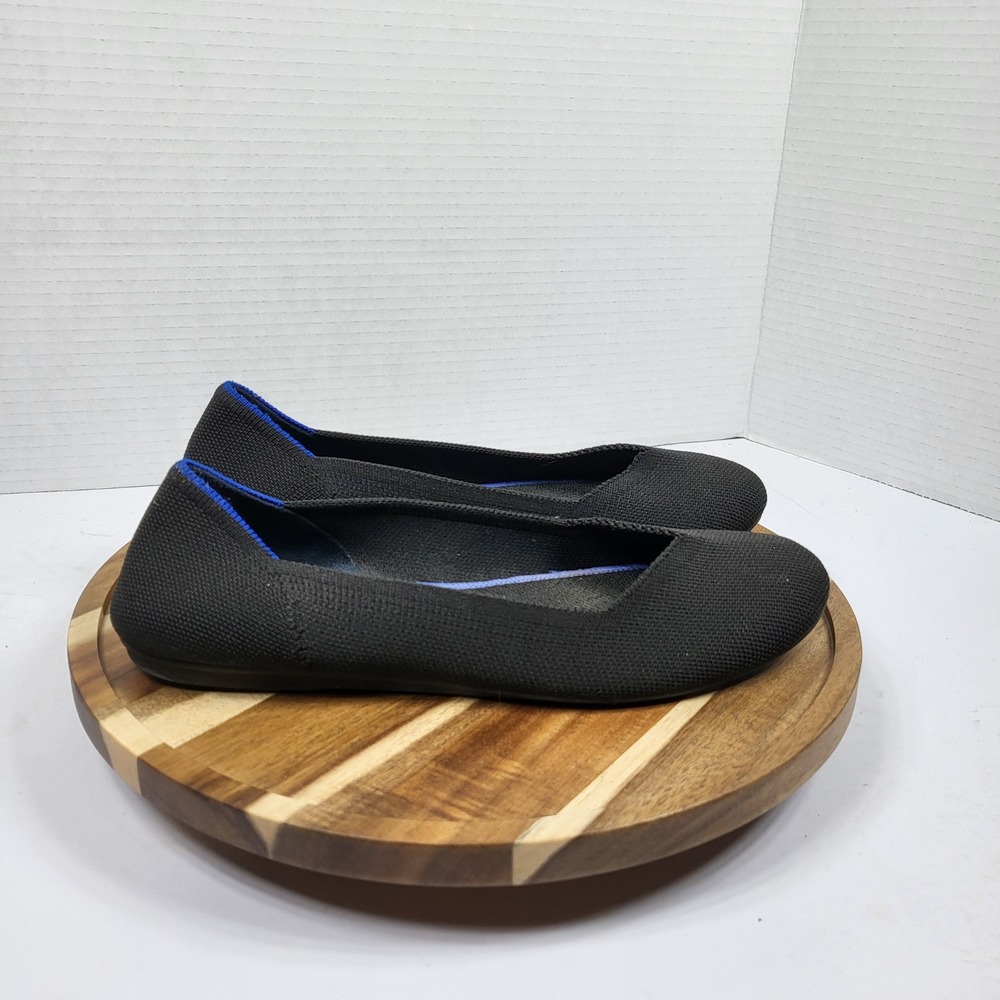 Rothys The Flat Women 8 Black Excellent Sustainable Washable Knit Round Toe
